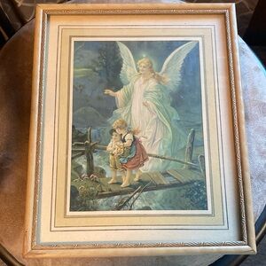 Vintage Angelic Art Print in Wooden Frame